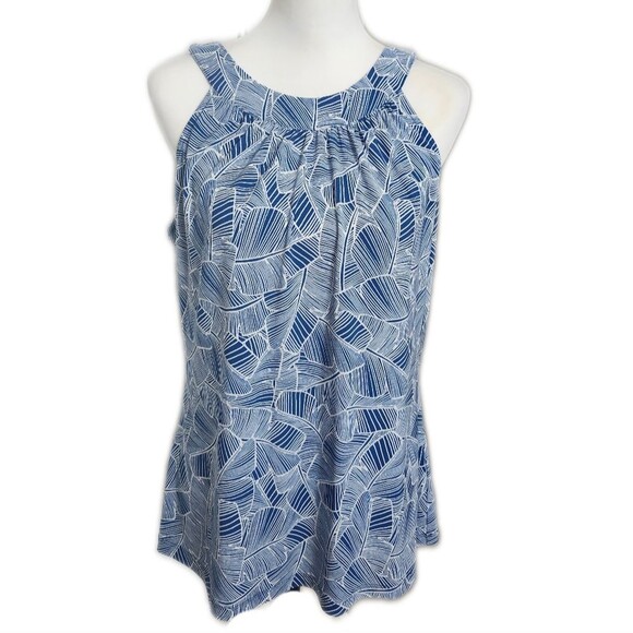 Tommy Hilfiger blue and white patterned poly/spandex tank - Large - Picture 1 of 7